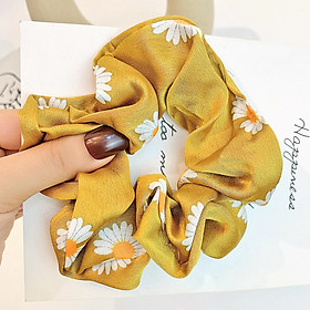 Dây buộc tóc Scrunchies lụa in hoa cúc HD98