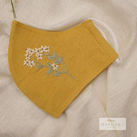 Khẩu trang Linen thêu hoa