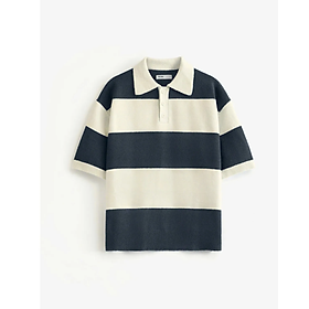 Áo polo dệt kim tay ngắn nam kẻ sọc. Loose - ROUTINE 10F25KNI008
