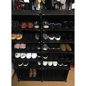 Mua Tủ Giày Nhựa Lắp Ghép Đa Năng 12 Ô ( 2 Ô Lớn) Màu Đen Không Cửa  Kiểu 2 x 6  ( Kích Thước: Rộng 96 * Cao 130  * Sâu 37)