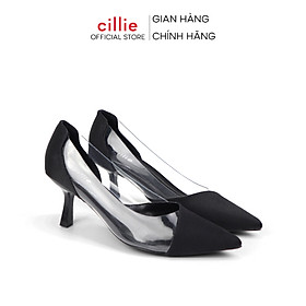 Giày cao gót nữ mũi nhọn satin thời trang phối mika trong sang trọng thanh lịch gót nhọn cao 7cm Cillie 1189