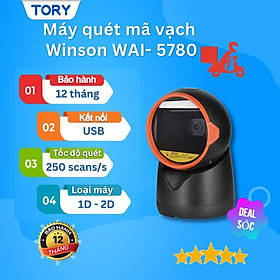 Máy quét mã vạch, đọc mã đơn đa tia Winson WAI- 5780. Máy quét tự động để bàn cho cửa hàng quần áo, siêu thị [HÀNG NHẬP KHẨU]