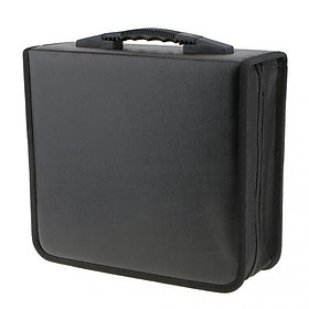 2Pieces Portable 400 Capacity CD/DVD Wallet Case, PU Storage Bag,Organizer Box Holder Booklet , Zipper with Handle Strap, Black