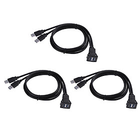 3 X USB 3.0 Male To Female Dual Port Car Dashboard Flush Mount Adapter Cable