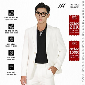 Áo suit vest công sở may đo, thiết kế hai hàng khuy đơn viền tròn, BASIC-JACKET-1 kiểu dáng Slim Fit, phong cách thanh lịch - HY.WO