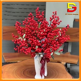 Mua Bình Hoa Đào Đông Đỏ Decor Lọ Hoa Giả Chưng Tết Đón May Mắn Tài Lộc DG-155