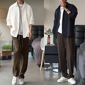 Set Áo Sơ Mi + Quần Baggy X-shop vải thun cotton dáng chuẩn form rộng thoáng mát -xshop18