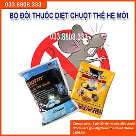 BỘ ĐÔI DIỆT CHUỘT THẾ HỆ MỚI GỒM KẸO CHUỘT ( 20 VIÊN )  VÀ THÓC CHUỘT BROMA 50G