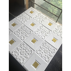 Combo 10 tấm xốp dán tường giả da đính decal