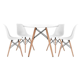 Bộ Bàn Tròn Ibie Eiffel Trắng 4 Ghế Eames