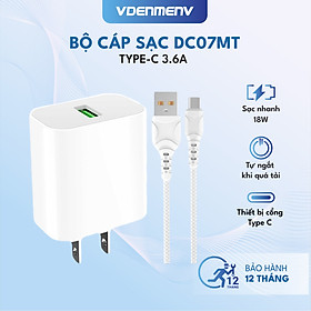 Mua Bộ Cáp Sạc Nhanh Type-C 18W VDENMENV DC07MT (3.6A) QC 3.0  Chống Cháy Nổ  Truyền và Tải Dữ Liệu - Hàng Chính hãng