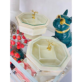 Mua Khay mứt sứ hươu hologram cao cấp