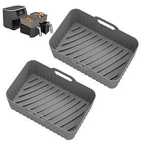 Không khí Fowder 19,5cm, 2 phòng nồi silicon cho nồi chiên không khí, rổ nồi silicon không khí, có thể tái sử dụng trong lò vi sóng