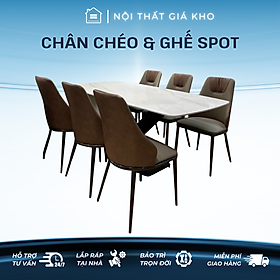 Mua Bàn ăn mặt đá ceramic bóng chân chéo kết hợp ghế spot  bàn ăn mặt đá hiện đại 4 ghế 6 ghế 8 ghế