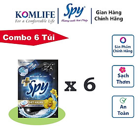 Combo 6 gói nước giặt xả SPY DEEP CLEAN PLUS 50ml khử mùi diệt khuẩn, sạch sâu, thơm lâu, mềm vải