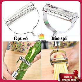 Nạo Rau Củ Quả, Gọt Trái Cây, Dụng Cụ Bào Sợi Thép Không Gỉ Inox 304 Cao Cấp Đa Năng 3 In 1 Tiện Lợi - Miễn Phí Vận Chuyển