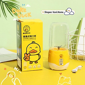 Máy xay sinh tố mini cầm tay hình vịt vàng 4 lưỡi cực mạnh - Máy xay trái cây, đồ ăn dặm sạc Pin tiện lợi mang du lịch