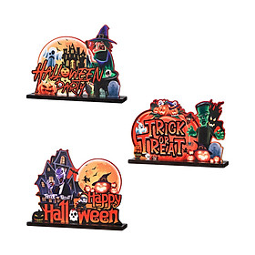3PCS Halloween Table Decorations Wooden Table Centerpiece Sign Decoration Ornaments for Halloween Party Supplies