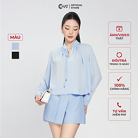 Áo Kiểu Nữ CCHAT Cổ Trụ V Dáng Suông Babydoll Chất Voan Cao Cấp Mềm Nhẹ 53ADV8002ST