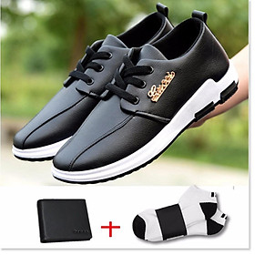 Giày sneaker nam vải 8402DE+1 ví da+1 đôi tất khử mùi