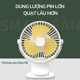 Mua Quạt mini kẹp gấp di động đa năng với 3 tốc độ gió sạc USB không tiếng ồn  hàng chính hãng - QMN07