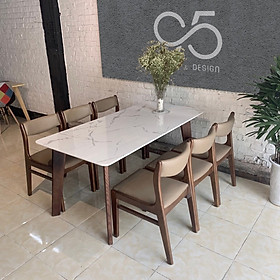 Bộ bàn ăn mặt đá 6 ghế cao cấp BAMSF13 Juno Sofa Kích thước 1m6 x 80cm
