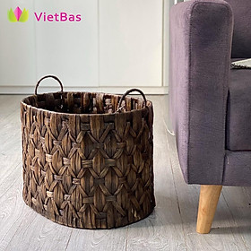 Giỏ lục bình đựng đồ VIETBAS OCTO tròn có quai LBK_043