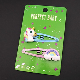 Set 2 kẹp tóc công chúa unicorn đính kim tuyến lấp lánh (2pcs) – P104