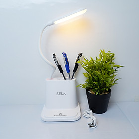 Đèn đọc sách - Đèn để bàn H104 - Đèn Bàn Học Đọc Sách LED Tích Điện Có Hộp Bút Và Giá Để Điện Thoại