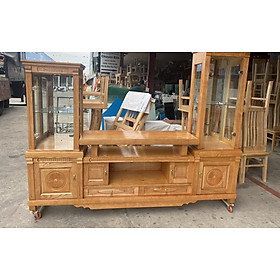 Mua Kệ Tivi Gỗ Sồi Mẫu Cột Kính