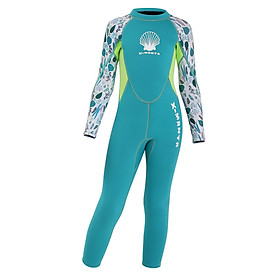Bộ đồ bơi lặn cho nữ dài tay có dây kéo phía sau, bằng vải neoprene và nylon 0,25mm mềm, nhẹ, linh hoạt, ngăn chặn tia UV hiệu quả-Màu xanh lá-Size N