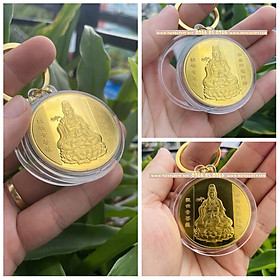 Tết lì xì 2023 tài lộc Móc khóa Xu Phật Quan Âm Bình An May Mắn Tặng Túi Gấm Phong Thuỷ LGLSC000068