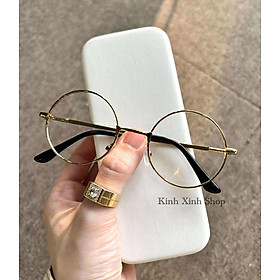Gọng kính thời trang mắt tròn nhỏ gọng kim loại vàng