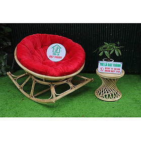 Bập bênh mây papasan nệm nhung nhiều màu sắc, ghế mây thư giãn, nội thất phòng khách cao cấp đường kính 100cm