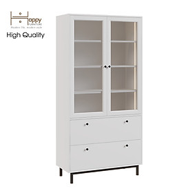 Mua  Happy Home Furniture  CATY  Kệ sách cửa kính 2 ngăn kéo - đèn LED - chân sắt  90cm x 39cm x 180cm (DxRxC)  KSA_019_LED