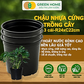 Bộ 3 Chậu nhựa trồng cây, nhiều kích thước, thoát nước tốt, đa dạng kích thước trồng cây, hoa, kiểng lá |Greenhome