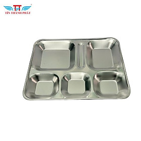 Khay đựng cơm phần inox 5 ngăn Tín Thành Phát cả nắp nhựa