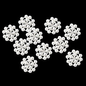 10Pcs Rhinestone Jewelry Diamante Button with Faux Pearl Embellishments Crystal Flower Button DIY Accessory Decoration (Flat Back) - 0.91inch