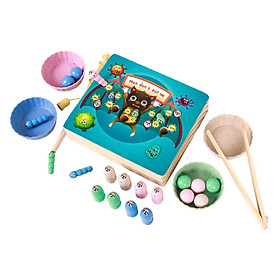 Magnetic Wooden Fishing Game Toy For Toddlers Alphabet Fish Catching