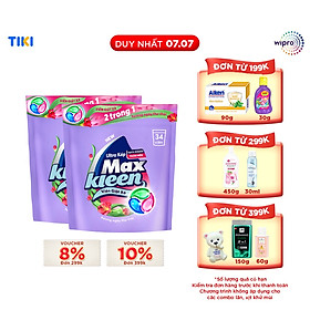 Combo 2 túi viên giặt xả MaxKleen Hương ngày thư thái (34 viên/ túi)