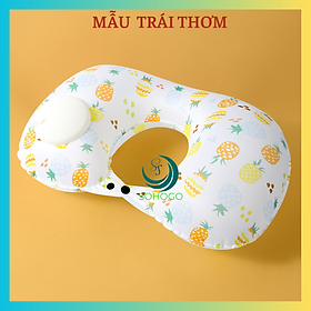 [MẪU MỚI-LỤA CAO CẤP]- Gối hơi kê cổ bơm bằng tay hình chữ U, chất liệu lụa, in họa tiết trái cây-CHỌN MẪU- Gối kê tựa cổ văn phòng, gối du lịch