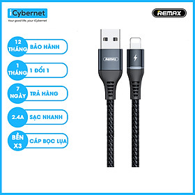 Cáp sạc USB to IP Remax RC-152i chiều dài 1m sạc 2.4A và truyền dữ liệu đồng thời 480MB/s có đèn tiện lợi - Hàng chính hãng