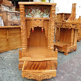 Mua Bàn thờ thần tài ông địa gỗ gõ đỏ ngang 48 cm điện tử