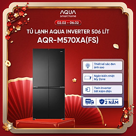 Tủ lạnh Aqua Inverter 506 lít 4 cánh AQR-M570XA(FS) - Bảo hành 2 năm - Freeship toàn quốc - Hàng chính hãng