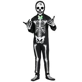 Kids Halloween Skeleton Costume Halloween Clothes Cosplay with Gloves Hat Glow in The Dark Scary Decor Clothing Outfit for Party Fancy Dress
