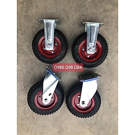 Combo 4 bánh xe đẩy hàng gồm 2 bánh xoay 2 bánh cố định loại 20cm