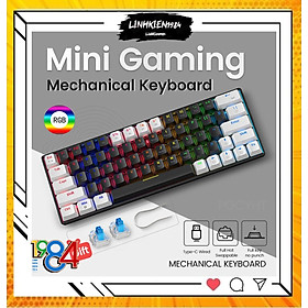 Bàn phím cơ Blue Switch ZIFRIEND KA6406 với thiết kế mini size vô cùng nhỏ gọn kèm theo đèn led RGB