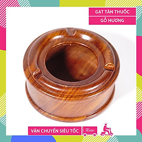 Mua Gạt tàn thuốc lá gỗ hương trụ tròn trơn nguyên khối sang trọng - Rộng 9cm Cao 5cm