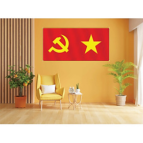 Mua Tranh Cờ Đảng Và Quốc Kỳ Việt Nam  chất liệu gỗ tráng gương  bọc viền tranh cao cấp