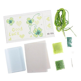 DIY Cross stitch Card Holder Embroidery Starter Kits Printed Handmade Leaf